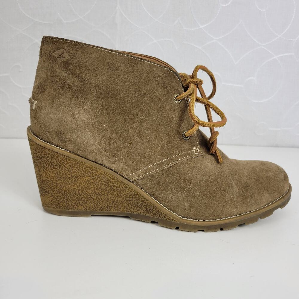 Sperry Stella Prow Women Chukka Boots Size 9 Brown Suede Wedge Heel Ankle Bootie
